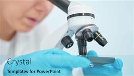  Presentation with rubber gloves - Colorful presentation theme enhanced with close-up-of-woman-lab backdrop and a light blue colored foreground