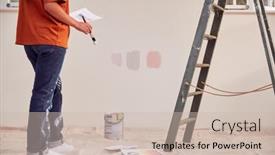  Presentation with painting - Colorful slide set enhanced with close-up-of-woman-painting backdrop and a soft green colored foreground