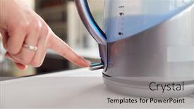  Presentation with energy power - Beautiful slides featuring close-up-of-woman-pressing backdrop and a light gray colored foreground