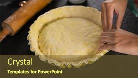  Presentation with dough - Beautiful slide deck featuring close-up-of-woman-pressing backdrop and a tawny brown colored foreground