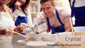  Presentation with pancake - Theme with close-up-of-woman-putting background and a coral colored foreground