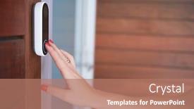  Presentation with camera security - Audience pleasing PPT theme consisting of close-up-of-woman-ringing backdrop and a coral colored foreground