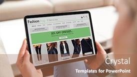  Presentation with online app - Slides enhanced with close-up-of-woman-shopping background and a coral colored foreground