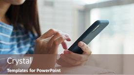  Presentation with mobile use - Presentation theme consisting of close up of woman use of mobile phone at home background and a tawny brown colored foreground