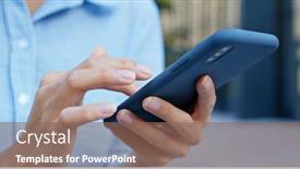  Presentation with smart city - PPT theme consisting of close-up-of-woman-use background and a violet colored foreground