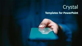  Presentation with biometrics - Slide deck with close-up-of-woman-using background and a navy blue colored foreground