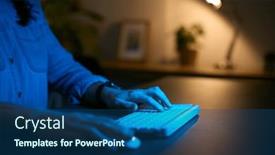  Presentation with computer - Theme consisting of close-up-of-woman-using background and a ocean colored foreground