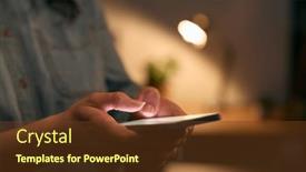  Presentation with mobile home - Slide set consisting of close-up-of-woman-using background and a tawny brown colored foreground