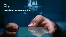  Presentation with fingerprint - PPT theme having close-up-of-woman-using background and a navy blue colored foreground