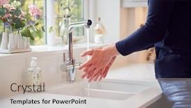  Presentation with infection - Colorful slide set enhanced with close-up-of-woman-washing backdrop and a soft green colored foreground