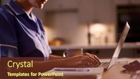  Presentation with scrubs - Slide deck having close-up-of-woman-wearing background and a tawny brown colored foreground