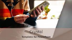  Presentation with mobile charging - PPT layouts with close-up-of-woman-wearing background and a coral colored foreground