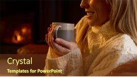  Presentation with lounge - Presentation featuring close-up-of-woman background and a tawny brown colored foreground