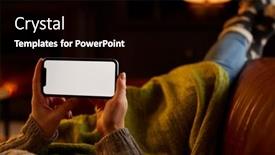  Presentation with mobile home - Theme having close-up-of-woman background and a black colored foreground