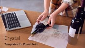  Presentation with winery - PPT theme with close-up-of-woman background and a coral colored foreground