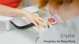  Presentation with manicure - Colorful PPT theme enhanced with close-up-of-women-during backdrop and a light gray colored foreground