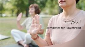  Presentation with holding hands - Slides with close-up-of-women-sitting background and a soft green colored foreground