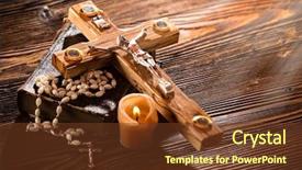  Presentation with christianity - Slide deck with close-up of wooden christian background and a tawny brown colored foreground