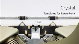  Presentation with risk - Colorful theme enhanced with close-up of word risk on typewriter sheet backdrop and a white colored foreground