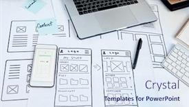  Presentation with interface - Slide deck having close-up-of-workplace background and a sky blue colored foreground