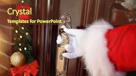  Presentation with magic - Amazing PPT theme having close up of xmas door backdrop and a tawny brown colored foreground