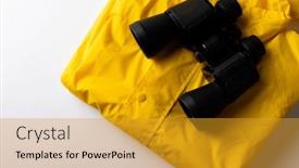  Presentation with camping - PPT theme featuring close-up-of-yellow-rainproof background and a gold colored foreground