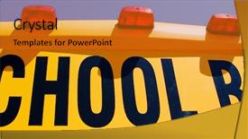  Presentation with school bus - PPT theme enhanced with up of yellow school bus background and a gold colored foreground