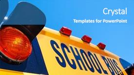  Presentation with bus transportation - Colorful presentation enhanced with up of yellow school bus backdrop and a light blue colored foreground