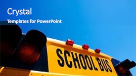  Presentation with school bus - Audience pleasing presentation theme consisting of up of yellow school bus backdrop and a teal colored foreground