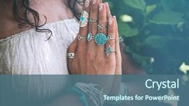  Presentation with jewelry - Presentation design consisting of close up of yoga woman background and a ocean colored foreground