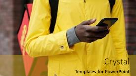  Presentation with food service - Slides featuring close-up-of-young-african background and a gold colored foreground