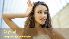  Presentation with arabic woman - Beautiful PPT theme featuring close up of young arabic backdrop and a tawny brown colored foreground