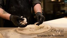  Presentation with cooking chef - PPT theme enhanced with close-up-of-young-chef background and a coral colored foreground