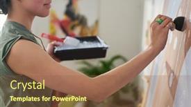  Presentation with artwork - Presentation theme enhanced with close-up-of-young-creative background and a tawny brown colored foreground