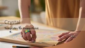  Presentation with crayon - Presentation design consisting of close-up-of-young-creative background and a coral colored foreground