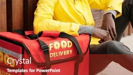  Presentation with jeans - Slides with close-up-of-young-deliveryman background and a crimson colored foreground