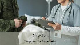  Presentation with prescriptions - PPT theme featuring close-up-of-young-doctor background and a light gray colored foreground