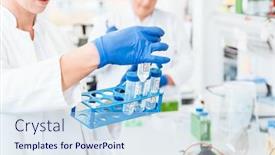  Presentation with scientist - Audience pleasing presentation design consisting of close-up-of-young-female backdrop and a sky blue colored foreground