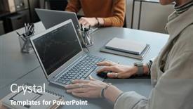  Presentation with stock broker - Slides enhanced with close-up-of-young-female background and a gray colored foreground