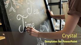  Presentation with coffee shop - Presentation having close-up-of-young-female background and a tawny brown colored foreground