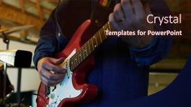  Presentation with blue music - PPT theme with close-up-of-young-male background and a wine colored foreground