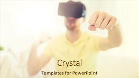  Presentation with virtual reality medical - Colorful PPT theme enhanced with close up of young man backdrop and a  colored foreground