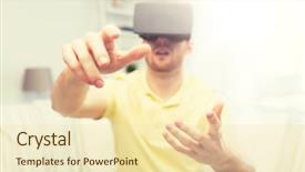  Presentation with virtual technology - PPT layouts consisting of close up of young man background and a soft green colored foreground