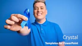  Presentation with colon - Slides with close-up-of-young-man background and a teal colored foreground