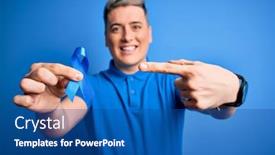  Presentation with colon cancer - Cool new presentation design with close-up-of-young-man backdrop and a ocean colored foreground