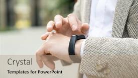  Presentation with smart city - PPT theme having close-up-of-young-man background and a coral colored foreground