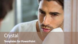  Presentation with bathroom - Colorful PPT theme enhanced with close-up of young man backdrop and a coral colored foreground