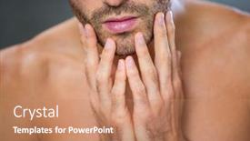  Presentation with bathroom - Colorful slide deck enhanced with close-up-of-young-man backdrop and a coral colored foreground