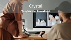  Presentation with monitor computer - PPT theme having close-up-of-young-photographer background and a gray colored foreground