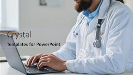  Presentation with medical laptop - Presentation design consisting of close-up-of-young-physician background and a lemonade colored foreground